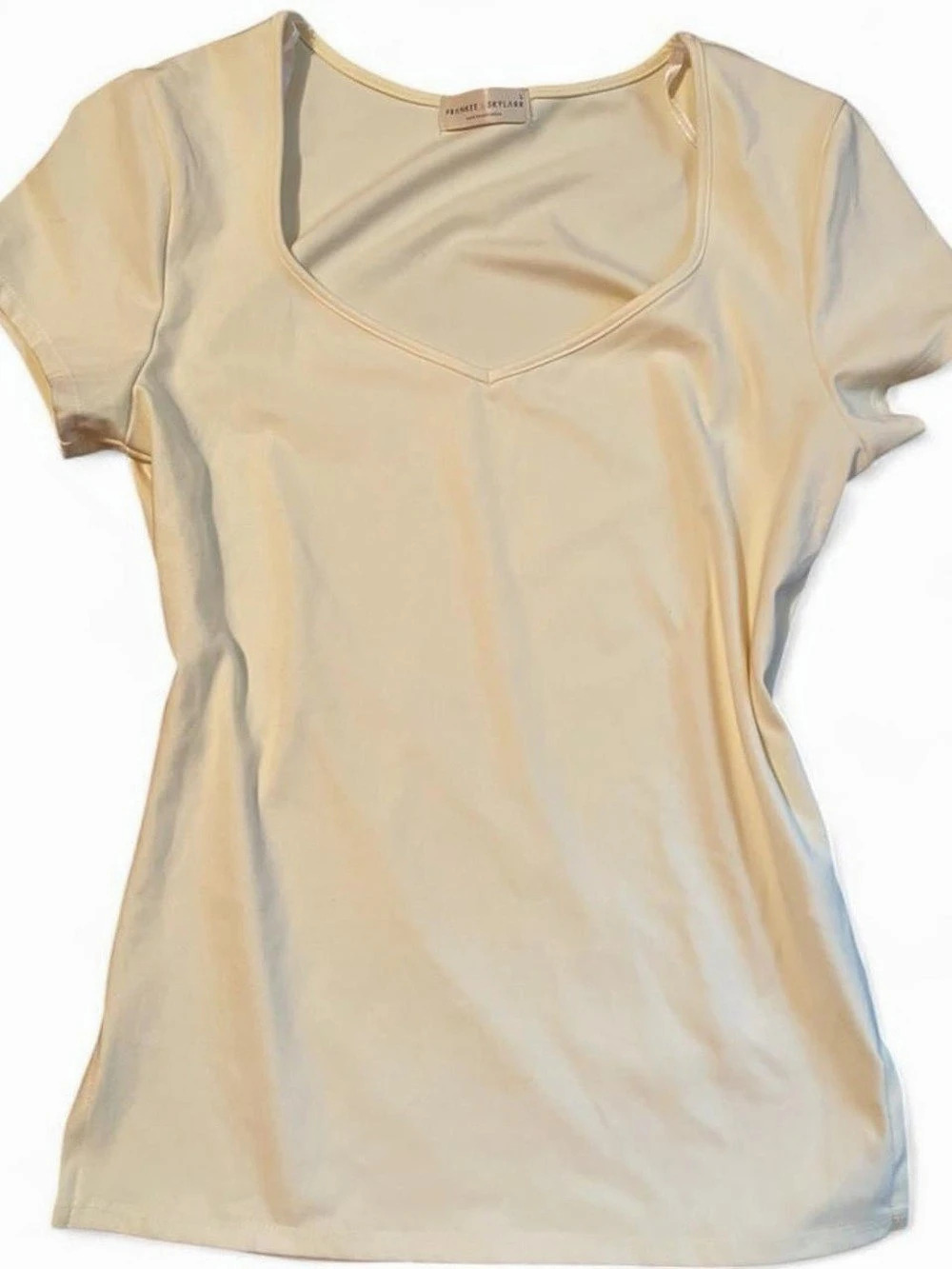 Frankee & Skylarr Short Sleeve Top in pastel yellow Size Large NWT